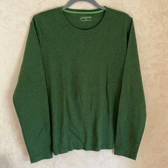 St John's Bay Forest Green Soft Cotton Long Sleeve Crewneck Top Size XL - Picture 1 of 5